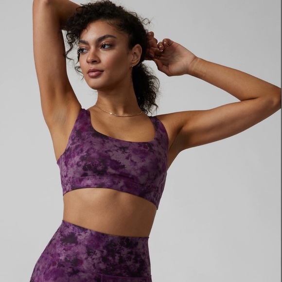 NWT Athleta Exhale Printed Bra Tie Dye Purple - Picture 1 of 6